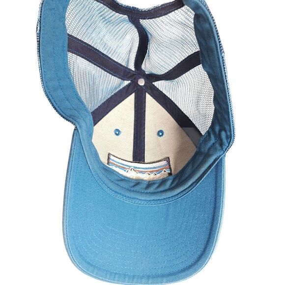 Patagonia Unisex P-6 Lopro Logo OS Blue Distressed Snapback Trucker Cap Hat - Picture 9 of 10